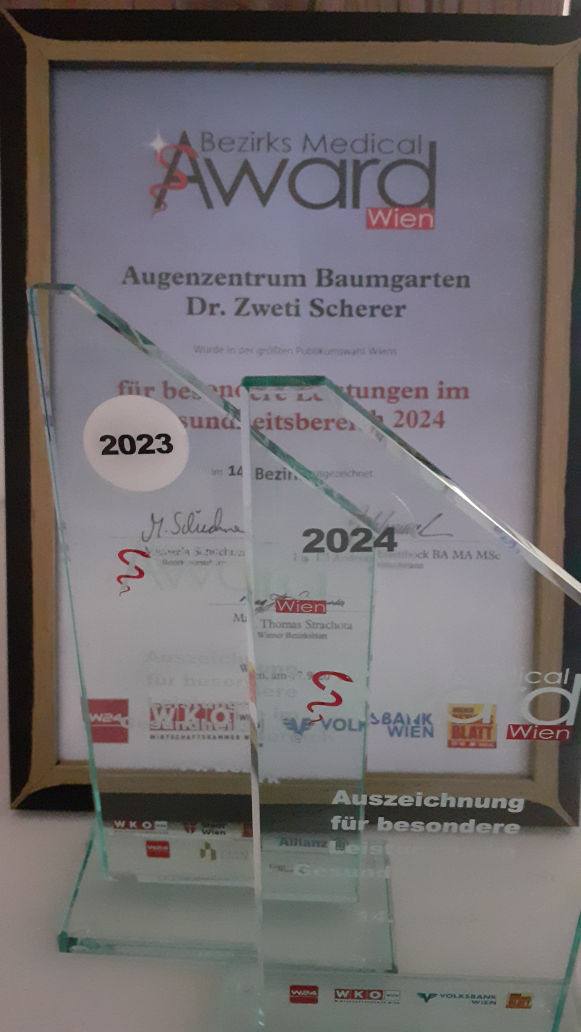 Bild der Auszeichnungen Bezirks Medical Award Wien 2023 und 2024